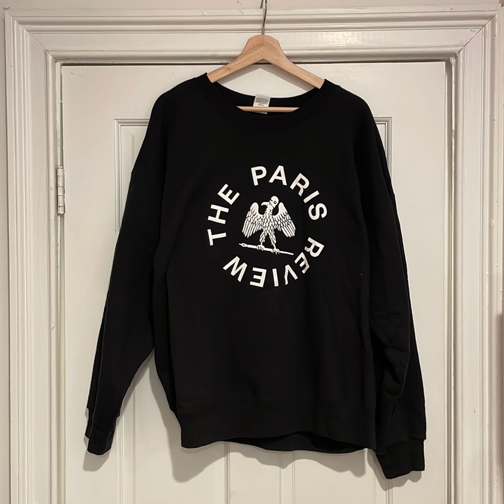 Oversized Black Paris Review Crewneck Sweater